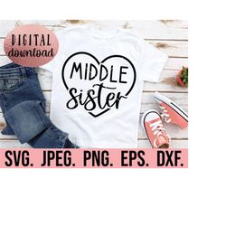 middle sister svg - promoted to middle sister - new baby - sibling clipart - i'm going to be middle sister - cricut file