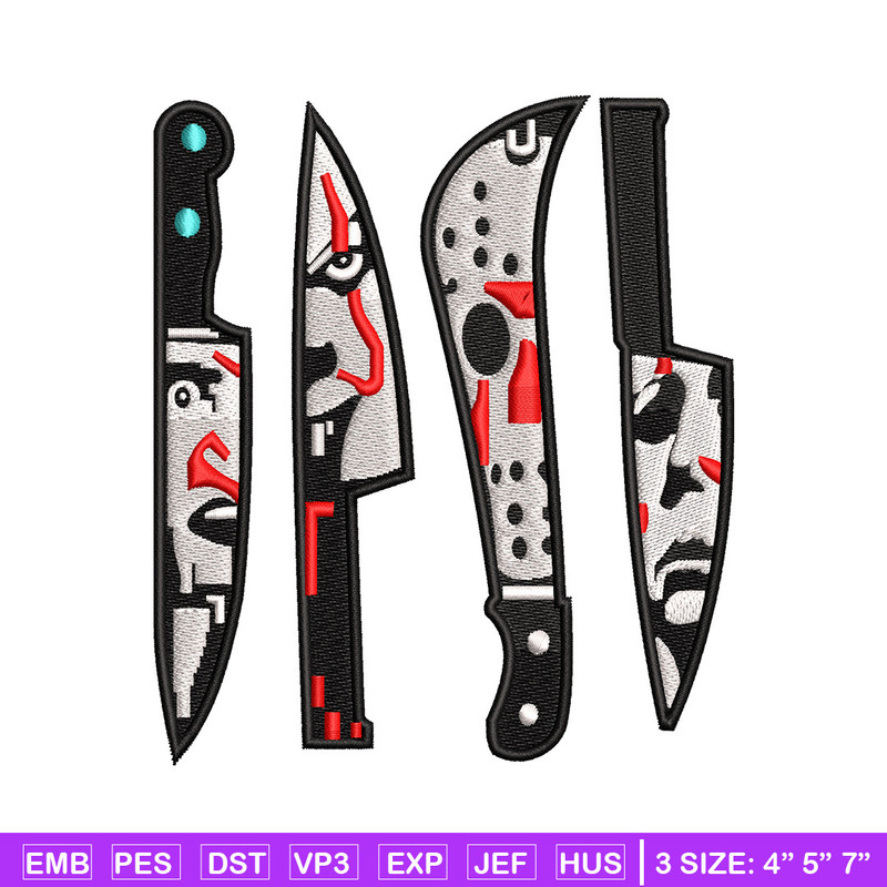 Knifes horror embroidery design, Horror embroidery, Embroidery file,Embroidery shirt, Emb design, Digital download.jpg