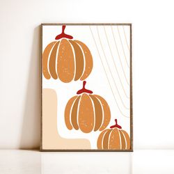 neutral pumpkin painting, modern fall print, printable wall art, beige fall decor, abstract autumn poster