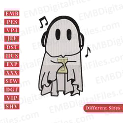 spooky listening music halloween embroidery file