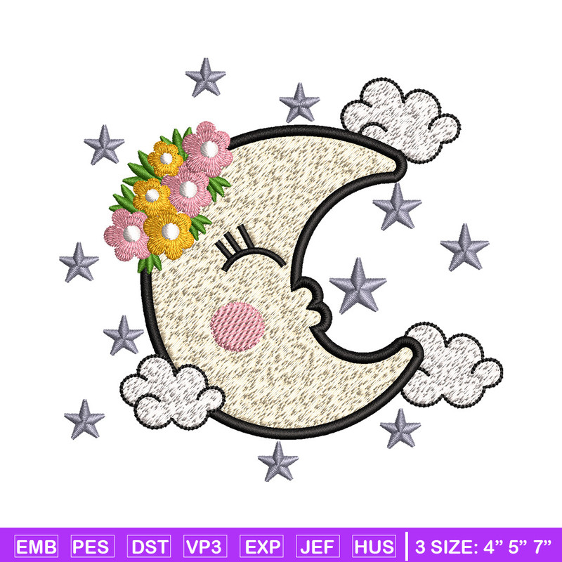 Moon cute embroidery design, Moon embroidery, Embroidery file, Embroidery shirt, Emb design, Digital download.jpg