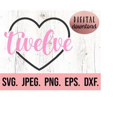 twelve svg - twelfth birthday svg - 12th birthday girl shirt - digital download - birthday girl design - cricut cut file