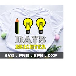 100 days brighter svg, 100 days of school svg, 100 days of loving school svg, 100 days svg, 100th day of school, silhoue