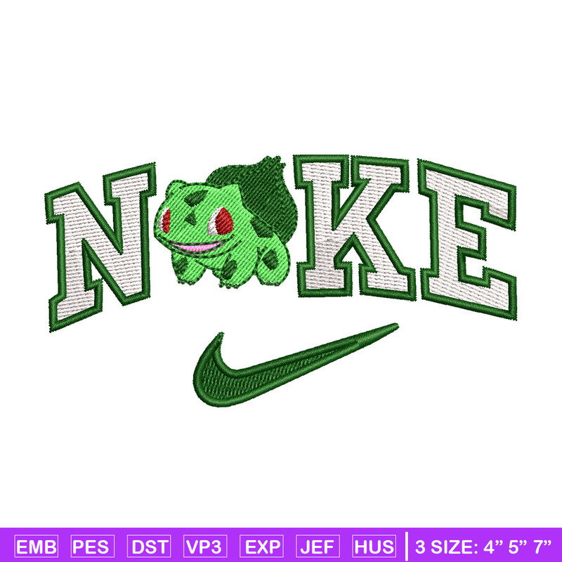 Nike bulbasaur embroidery design, Pokemon embroidery, Nike design, Embroidery shirt, Embroidery file,Digital download.jpg