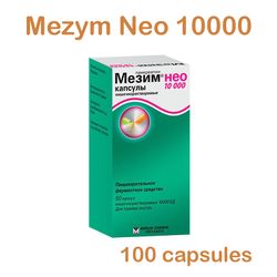Mezym Neo 10000, 100 pcs. Enteric capsules,Natural Enzyme Supplement - Helps Digestion, Helps Pancreatic