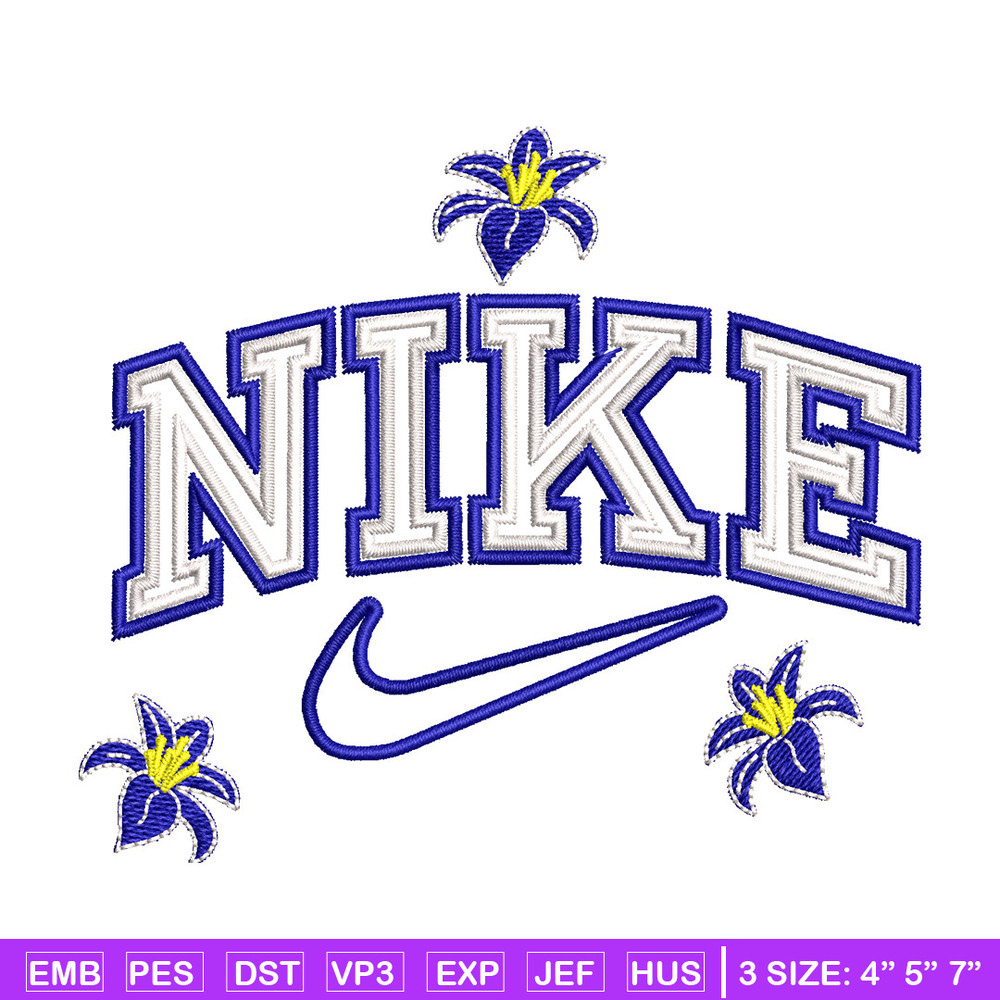 Nike flower embroidery design, Flower embroidery, Nike design, Embroidery shirt, Embroidery file, Digital download.jpg