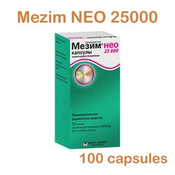 Mezym Neo 25000,100 pcs. Enteric capsules,Natural Enzyme Supplement - Helps Digestion, Helps Pancreatic