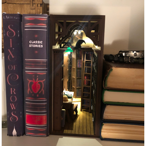 assembled-Book-nook-bookshelf-insert-gothic-library-with-raven-and-skull-Bookshelf-Diorama-Finished-booknook-Miniature-bookish-decor.JPG