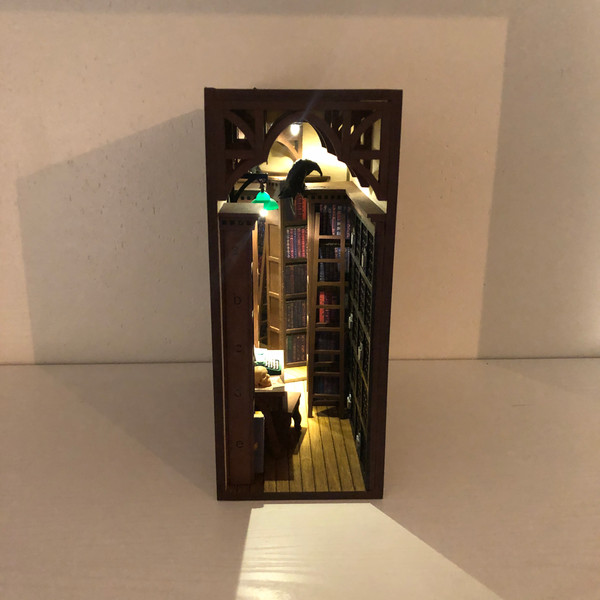 assembled-Book-nook-bookshelf-insert-gothic-library-with-raven-and-skull-Bookshelf-Diorama-Finished-booknook-Miniature-bookish-decor-9.JPG