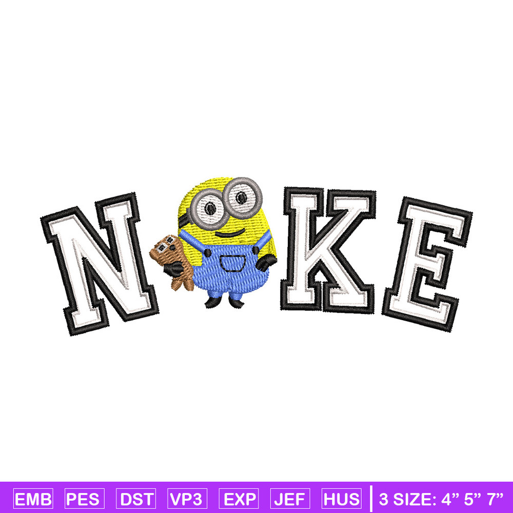 Nike minion embroidery design, Minion embroidery, Nike design, Embroidery shirt, Embroidery file, Digital download.jpg