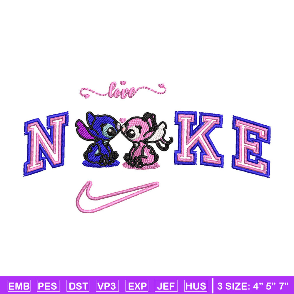 Nike stitch couple embroidery design, Stitch embroidery, Nike design, Embroidery file,Embroidery shirt, Digital download.jpg