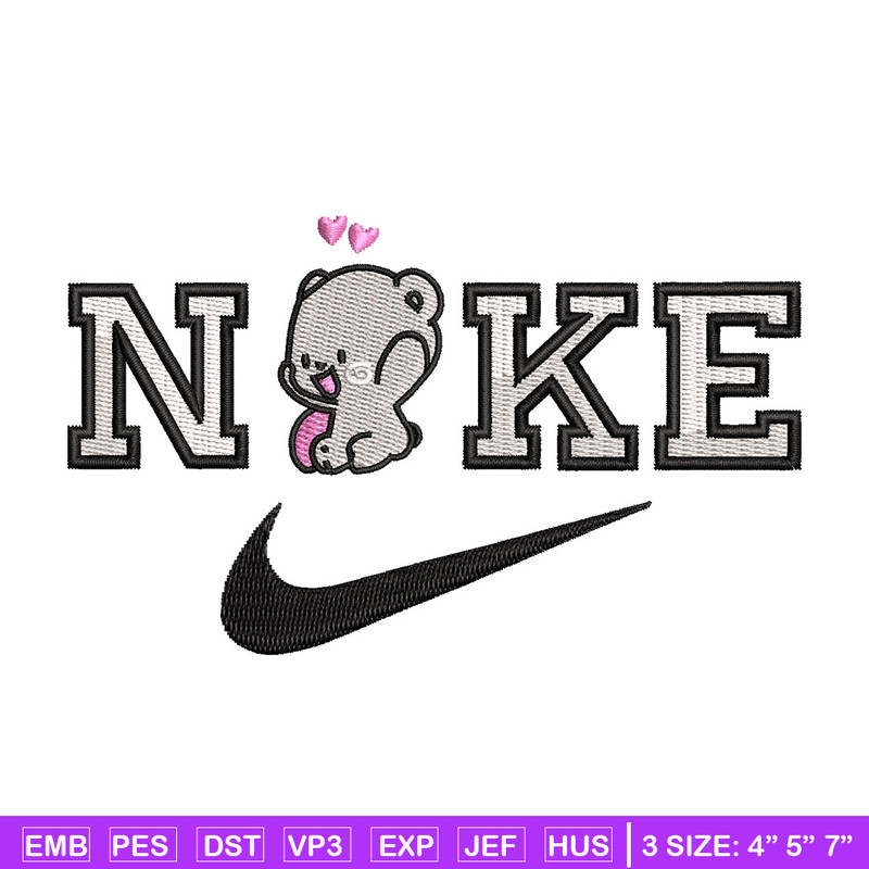 Nike x bear cute embroidery design, Bear embroidery, Nike design, Embroidery shirt, Embroidery file, Digital download.jpg