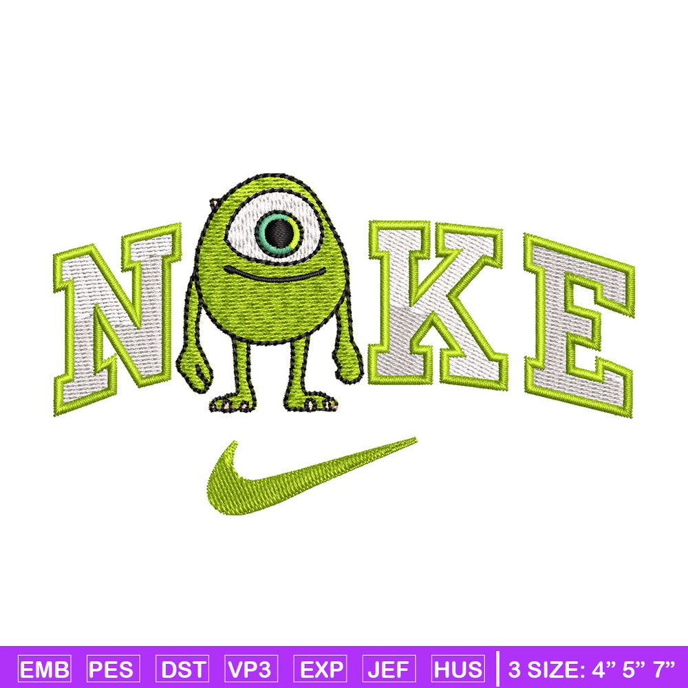Nike x mike embroidery design, Disney monster embroidery, Nike design,Embroidery file,Embroidery shirt,Digital download.jpg