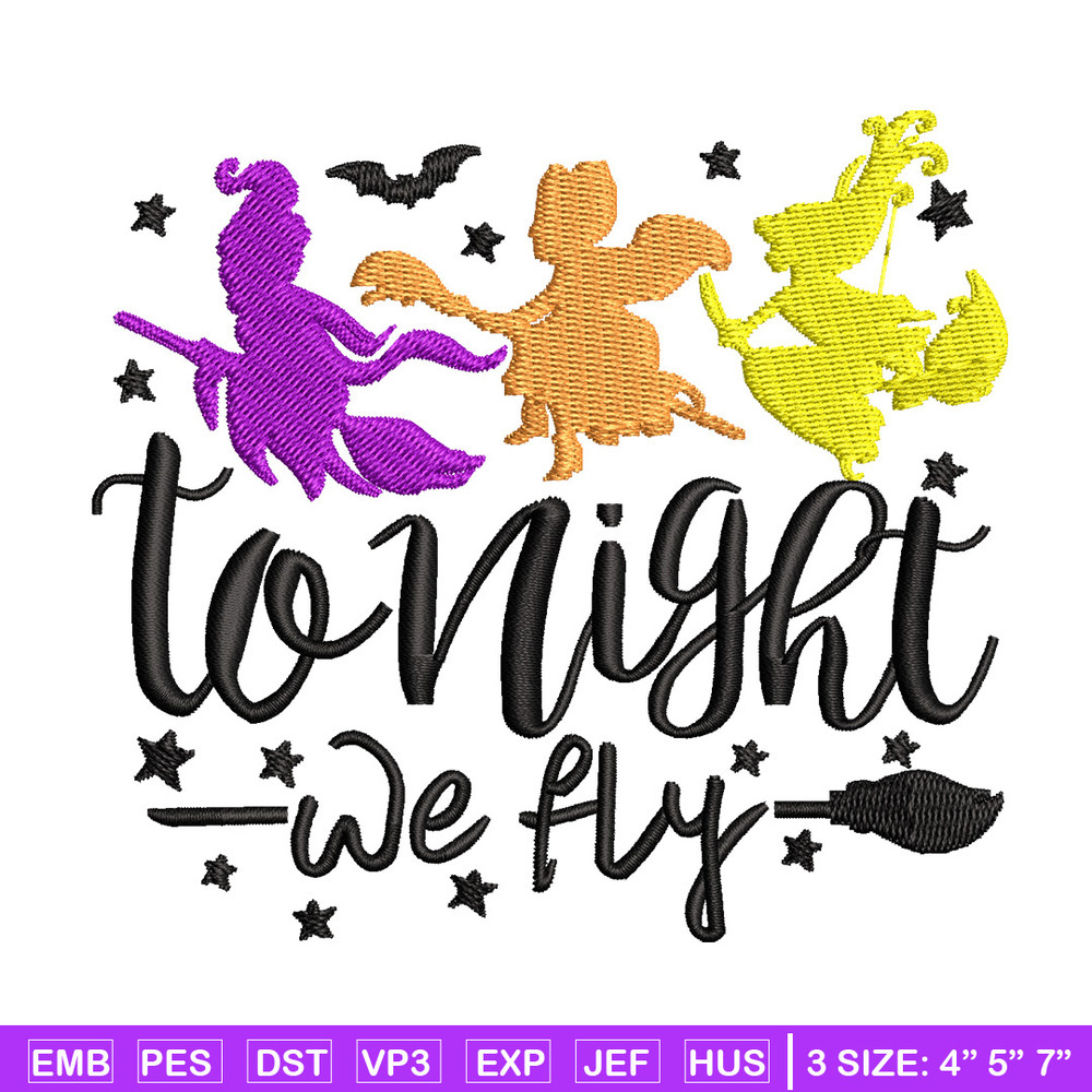 To night we fly embroidery design, Halloween embroidery, Emb design, Embroidery shirt, Embroidery file, Digital download.jpg