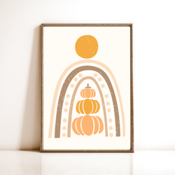 pumpkin fall print | fall and autumn abstract mid century modern seasonal home decor | printable digital wall art