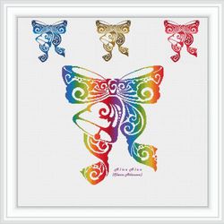 Christmas Bow Bell silhouette Cross stitch pattern Rainbow ornament  floral monochrome holiday New Year colorful PDF