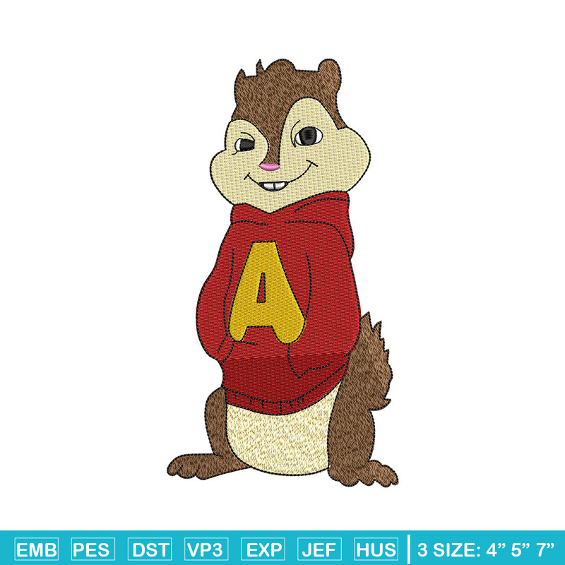 Alvin embroidery design, Chipmunks embroidery, Embroidery file, Embroidery shirt, Emb design, Digital download.jpg