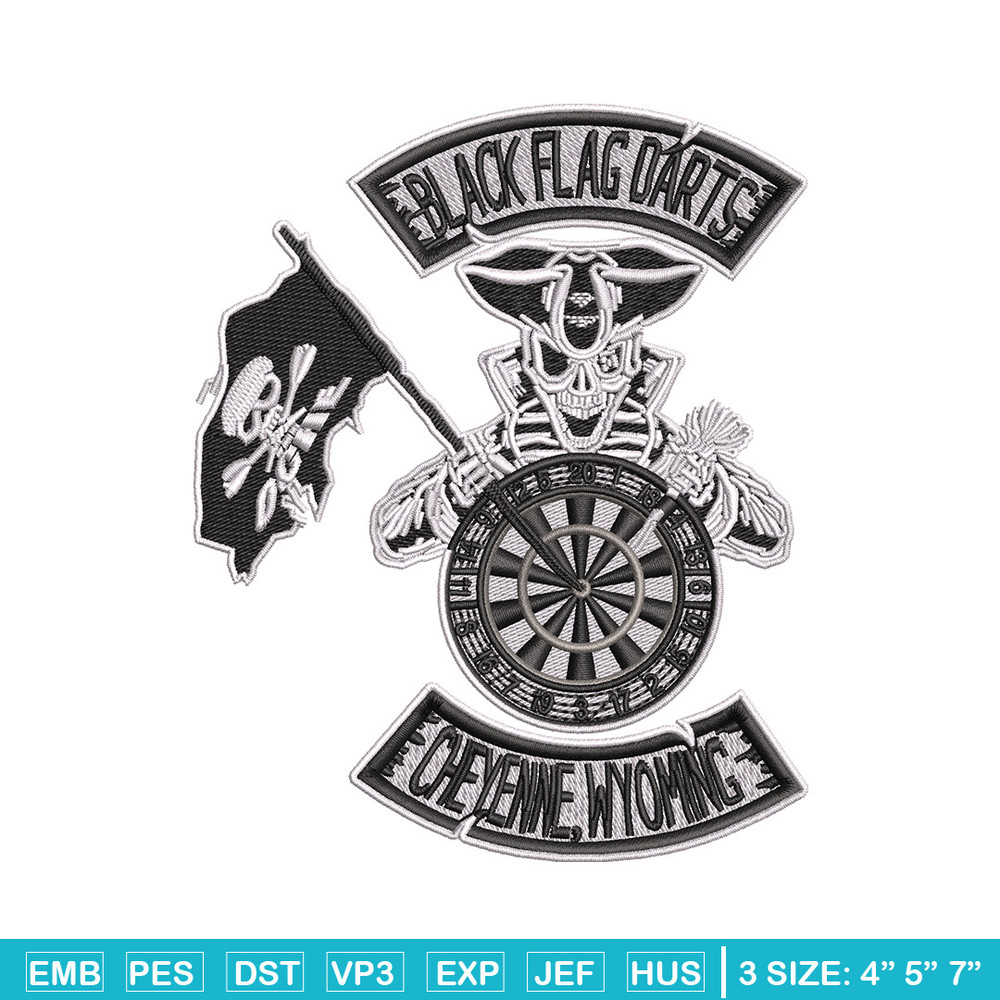 Black Dart Flag embroidery design, Priate embroidery, Embroidery file, Embroidery shirt, Emb design, Digital download.jpg