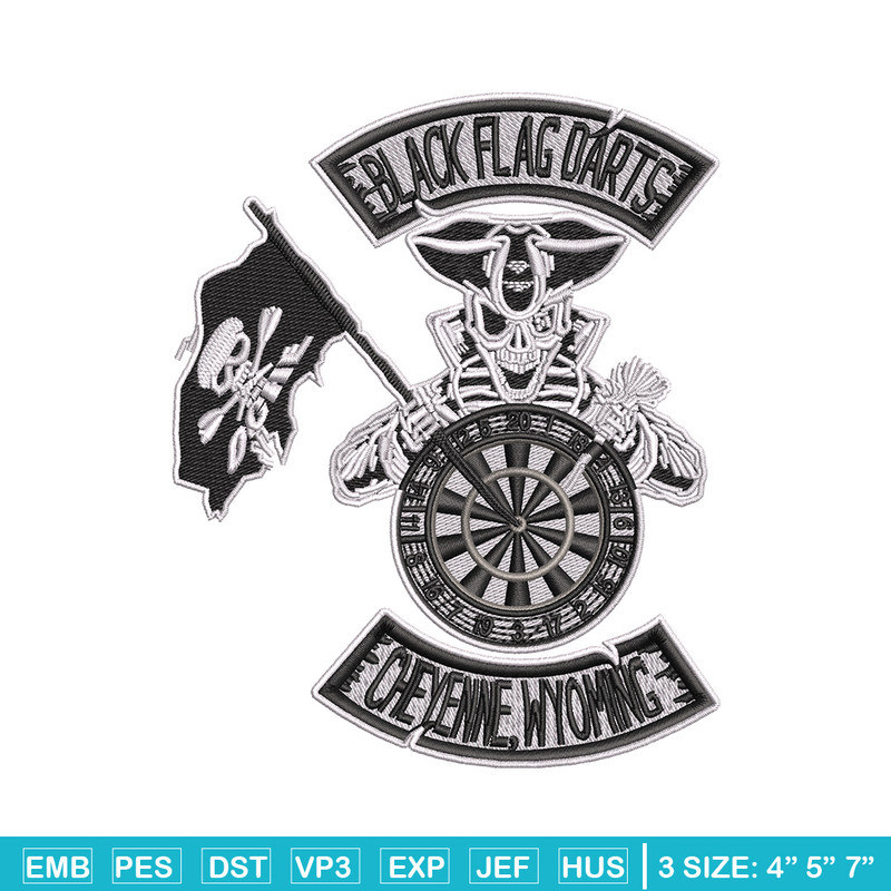 Black Dart Flag embroidery design, Priate embroidery, Embroidery file, Embroidery shirt, Emb design, Digital download.jpg
