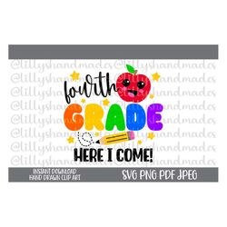 hello 4th grade svg, hello fourth grade svg, 4th grade png, fourth grade png, 4th grade shirt svg, back to school svg, 1