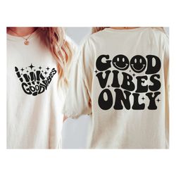 good vibes only svg, skeleton hand svg, wavy text svg, happy face, hippie svg, trendy sublimation design, digital craft
