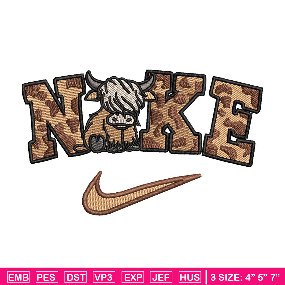 Brown cow x nike embroidery design, Nike embroidery, Embroidery file, Embroidery shirt, Nike design, Digital download.jpg