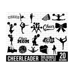 cheerleader svg bundle, cheerleading svg, dance svg, cheer svg, cheer mom svg, pom pom svg, megaphone svg