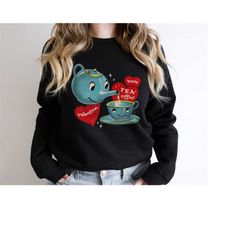 retro valentines sweatshirt, vintage valentines day shirt, mid century modern valentine teapot sweater, funny valentine