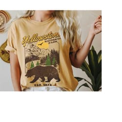 yellowstone national park shirt, retro comfort colors tshirt, boho vintage graphic tee, travel adventure hiking t shirt,