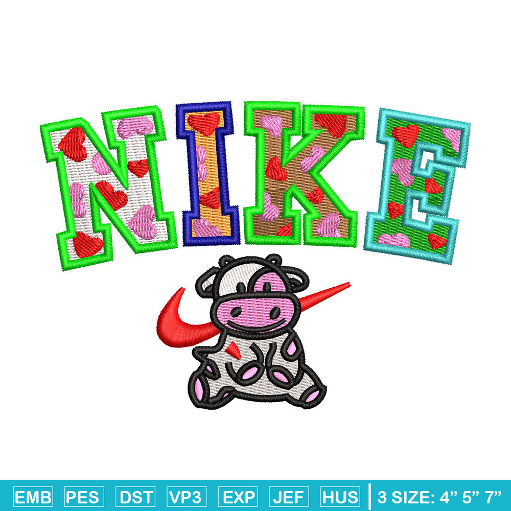 Cow color x nike embroidery design, Cow embroidery, Nike design, Embroidery shirt, Embroidery file, Digital download.jpg