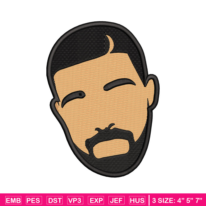 Drake face embroidery design, Drake embroidery, Embroidery file, Embroidery shirt, Emb design,Digital download.jpg