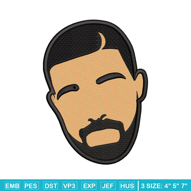 Drake face embroidery design, Drake embroidery, Embroidery file, Embroidery shirt, Emb design,Digital download.jpg