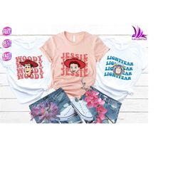 toy story characters shirt, toy story group shirt, disney group shirts, buzz lightyear, bo peep, bullseye, forky, rex te