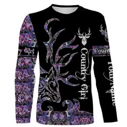 country girl deer hunting pink camouflage custom name all over printed shirt, hoodie, girl hunting gifts fsd2554