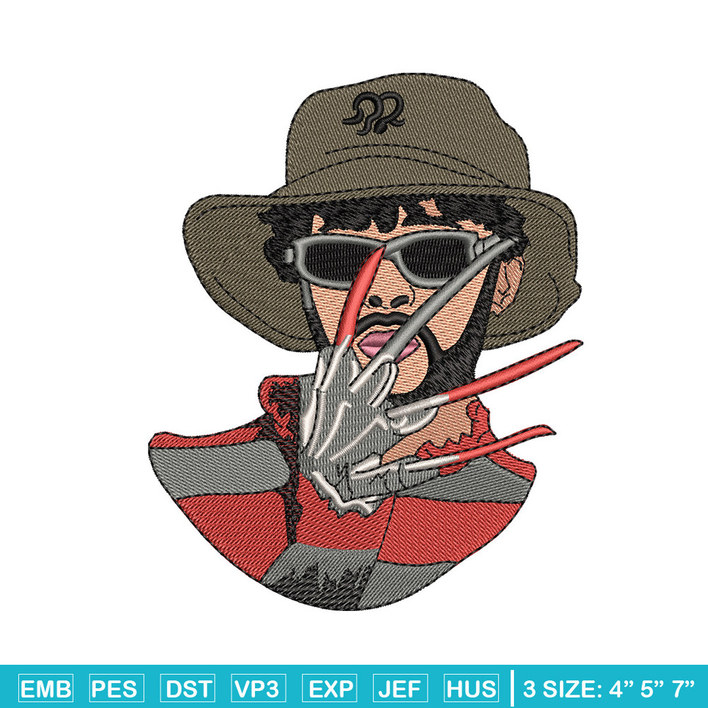 Freddy Krueger embroidery design, Horror embroidery, Embroidery file, Embroidery shirt, Emb design, Digital download.jpg