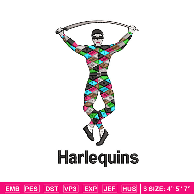 Harlequins embroidery design, Harlequins embroidery, Embroidery file, Embroidery shirt, Emb design, Digital download.jpg