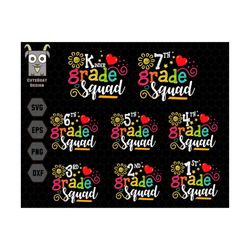 back to school svg bundle, kindergarten squad svg, 1st day of school, back to school, teacherlife svg, 1st grade squad,