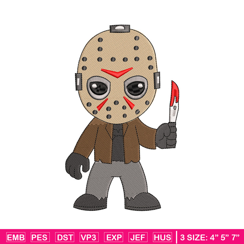 Jason Voorhees embroidery design, Horror embroidery, Embroidery file, Embroidery shirt, Emb design, Digital download.jpg