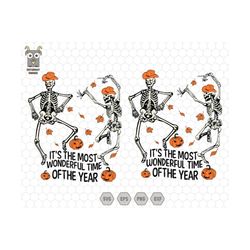 it's the most wonderful time svg bundle, of the year svg, skeletons halloween dance, funny skeletons, spooky pumpkin svg