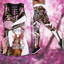 country girl who loves deer hunting hollow tank top and legging 3d print dh