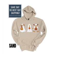 halloween dog hoodie, halloween shirt, ghost dog shirt, retro spooky season, halloween party tee, halloween woman tee, f