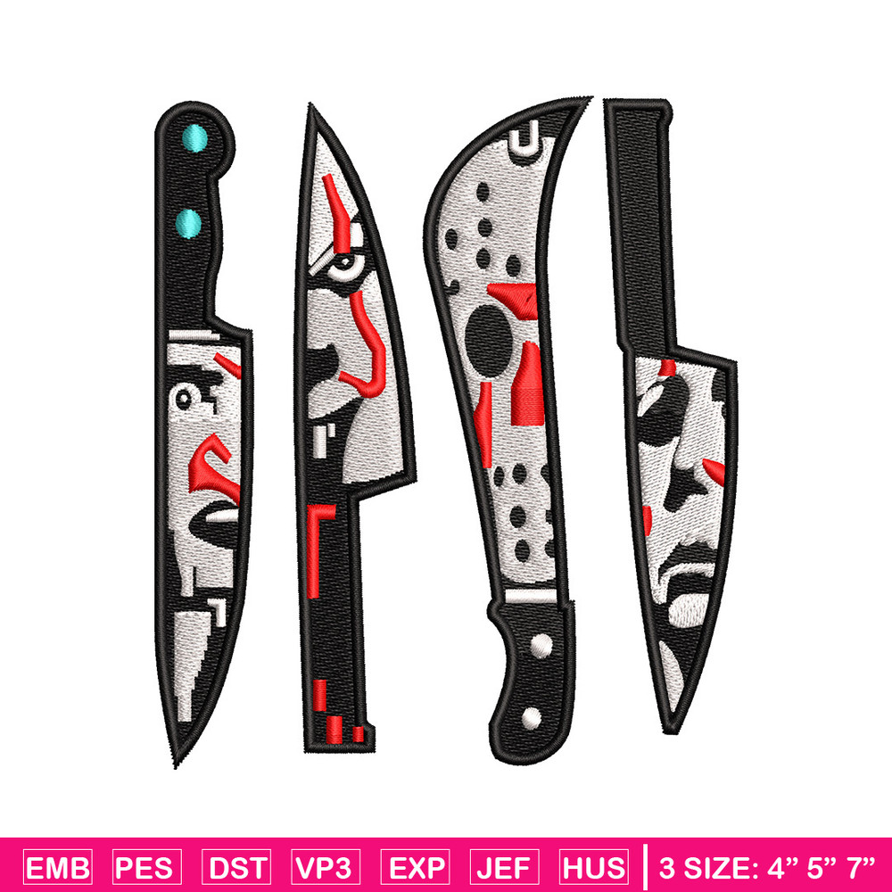 Knifes horror embroidery design, Horror embroidery, Embroidery file,Embroidery shirt, Emb design, Digital download.jpg