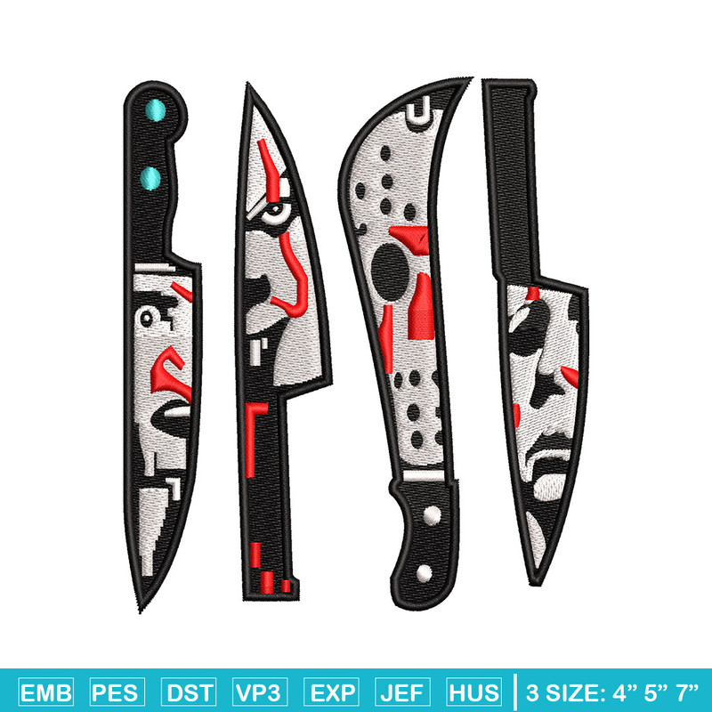 Knifes horror embroidery design, Horror embroidery, Embroidery file,Embroidery shirt, Emb design, Digital download.jpg