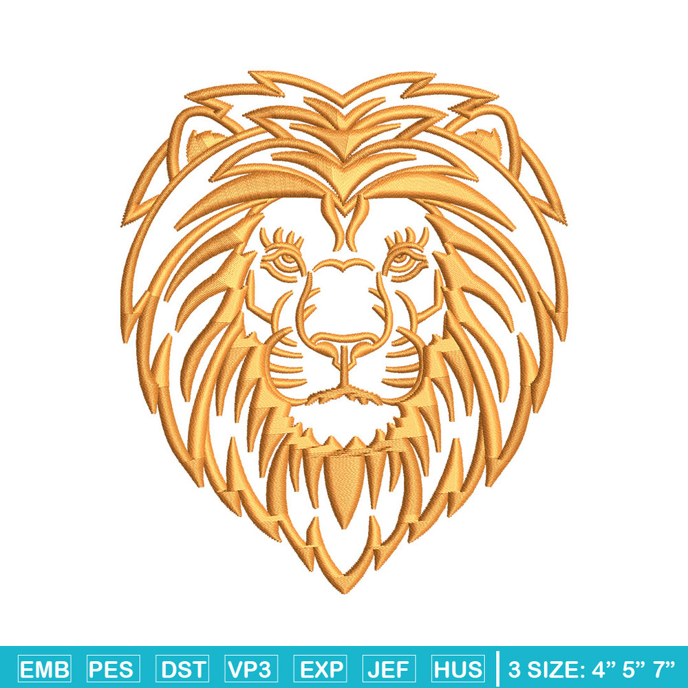 Lion face embroidery design, Lion embroidery, Embroidery file, Embroidery shirt, Emb design, Digital download.jpg