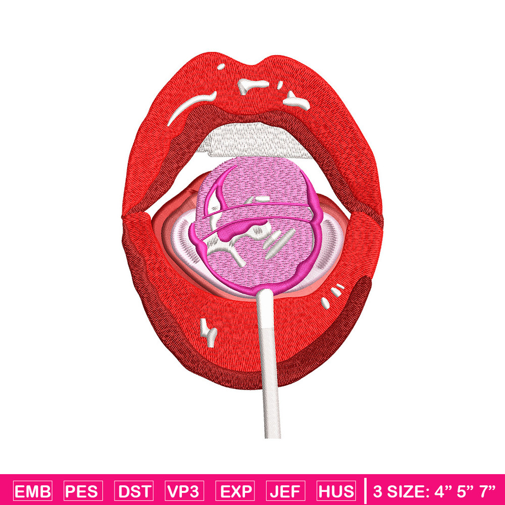 Lips lollipop embroidery design, Lips embroidery, Embroidery file, Embroidery shirt, Emb design, Digital download.jpg