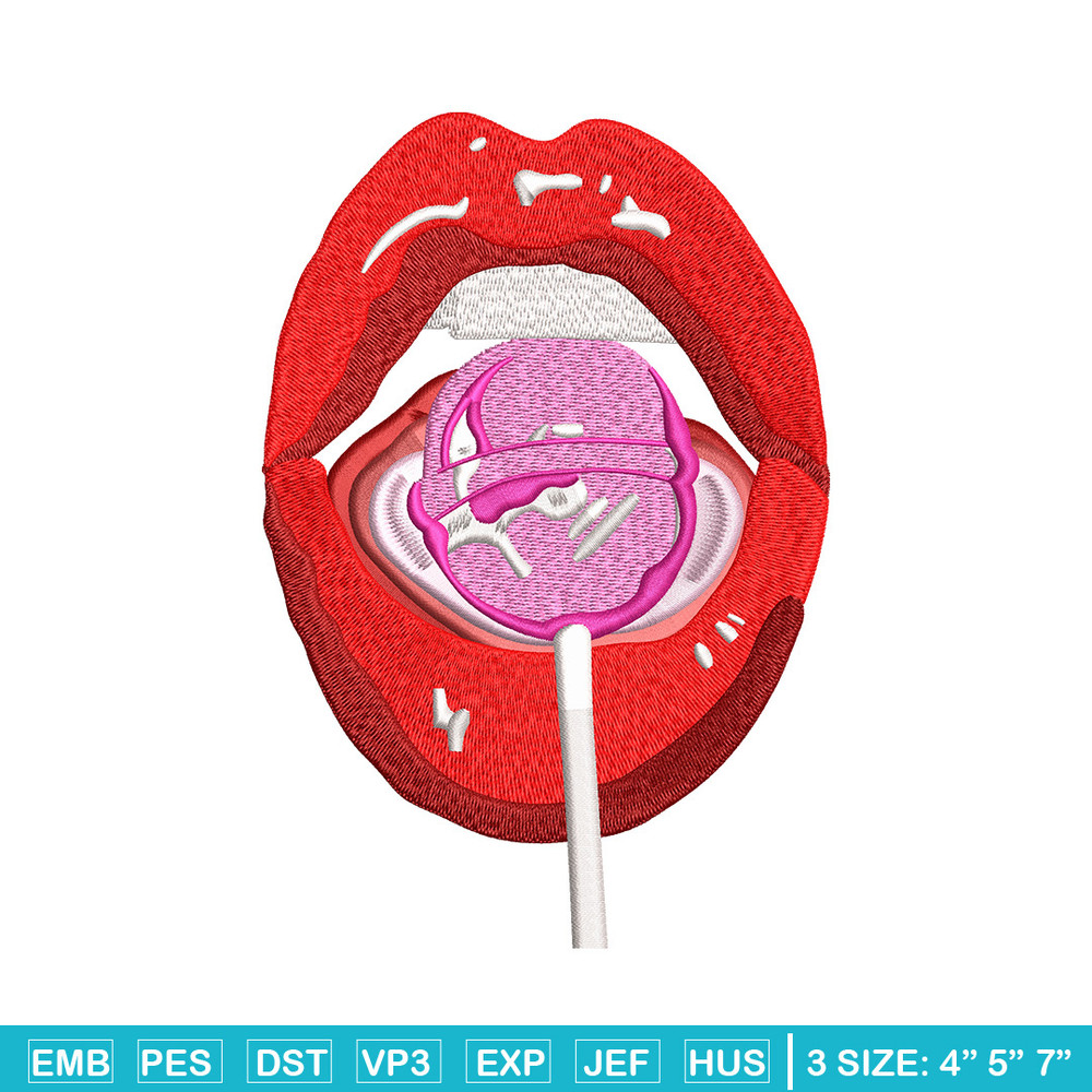 Lips lollipop embroidery design, Lips embroidery, Embroidery file, Embroidery shirt, Emb design, Digital download.jpg