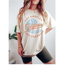 vintage california beach shirt gift, retro summer palm tree tee, comfort colors tshirt, boho aesthetic ocean waves tropi
