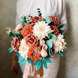 Burnt orange bouquet. Fall wedding bouquet. Burnt orange bridesmaid bouquet. Fall wedding bouquet set.