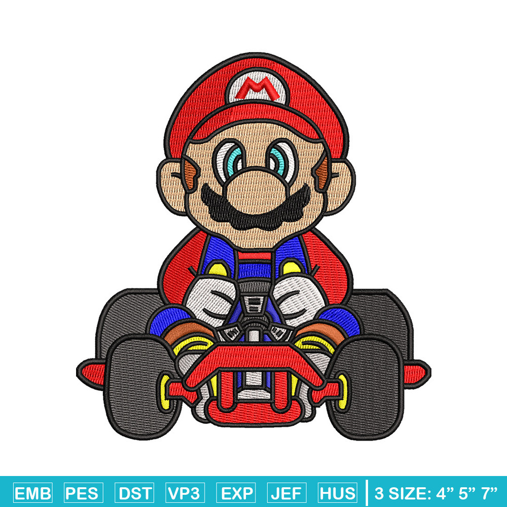 Mario car embroidery design, Mario embroidery, Embroidery file, Embroidery shirt, Emb design, Digital download.jpg