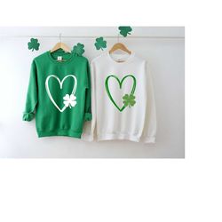 shamrock heart sweatshirt, st patrick's day shirt, lucky sweater, irish crewneck, saint patrick's day tee
